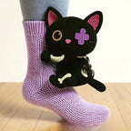Plush Crochet Animal Cute Animal Socks Black Kitten Average Size