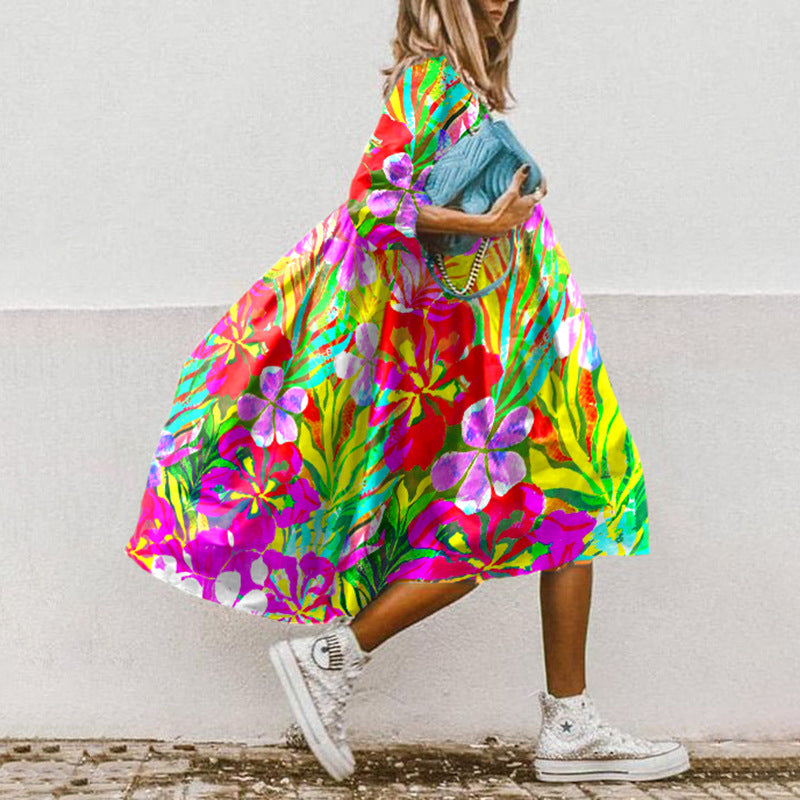 Summer Loose High Waist Dress - Sweet Printed Style BLQ22091TS