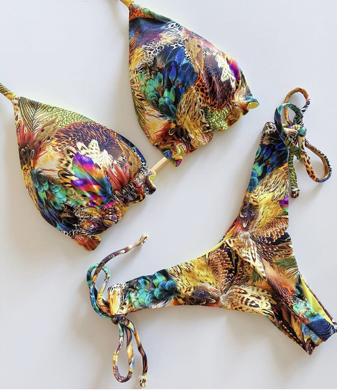 Printed Tassel Bikini Set - Multi-Color Two-Piece QS04