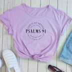 God Is My Refuge Psalms 91 Christian T Shirts Purple