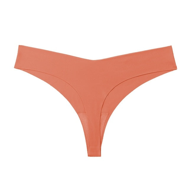Women’s Low Waist Seamless T-Back Panties – Ice Silk, Cotton Crotch