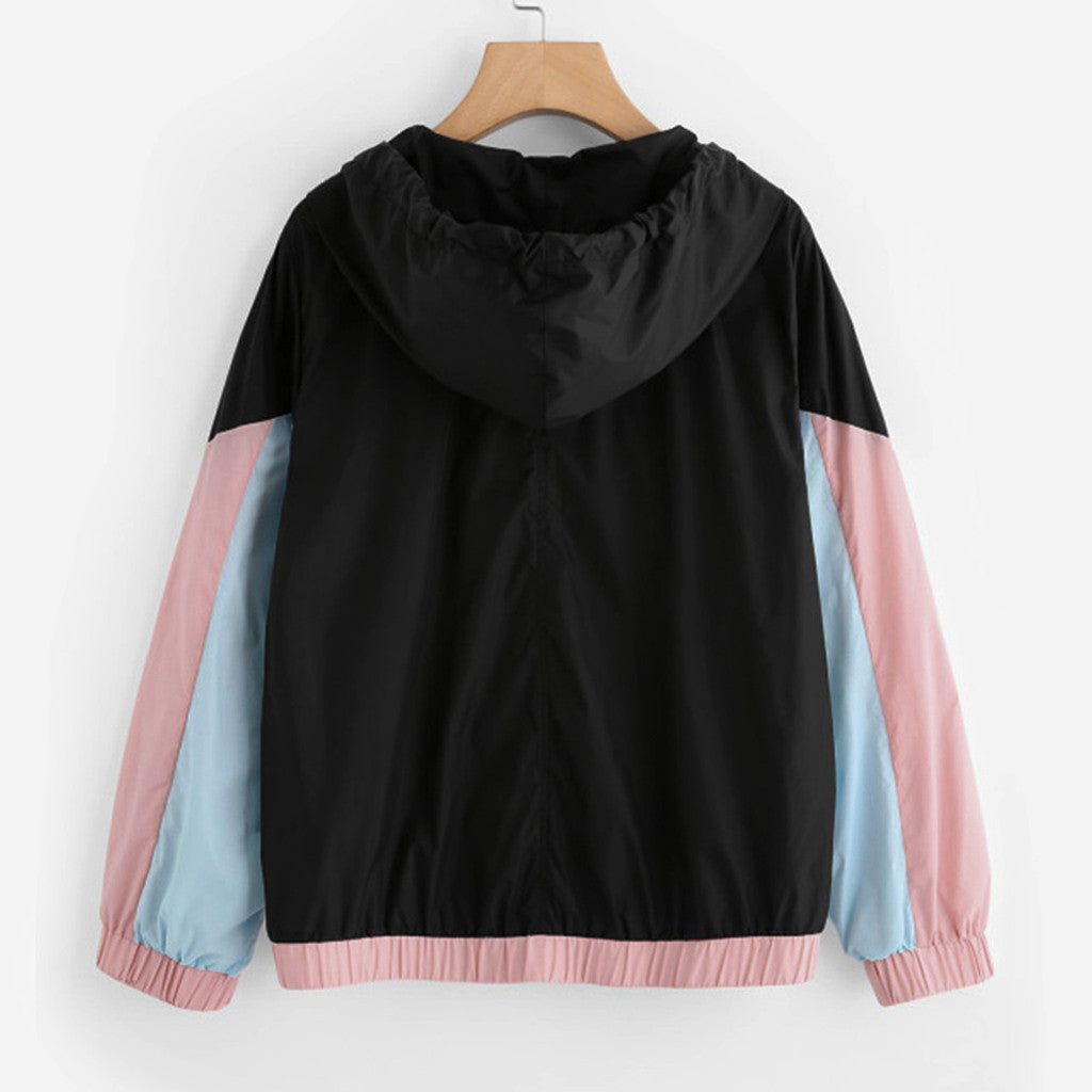 College Style Colorblock Sunscreen Jacket - UV Protection