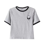 Alien Graphic Crop Top - Short Sleeve Casual Tee 2