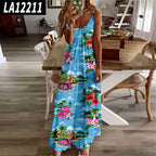 Summer Beach Sling Dress - Abstract Print Slim Fit 10pattern