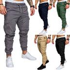 Men's Casual Pencil Pants - Loose Fit Cotton Blend with Belt