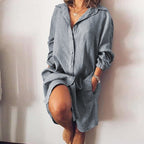 Loose Mid Length Shirts Women Dress Cover-ups Tunics For Mini Dress Grey