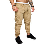 Men's Casual Pencil Pants - Loose Fit Cotton Blend with Belt Khaki 5XL