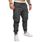 Men's Casual Pencil Pants - Loose Fit Cotton Blend with Belt Dark gray 5XL