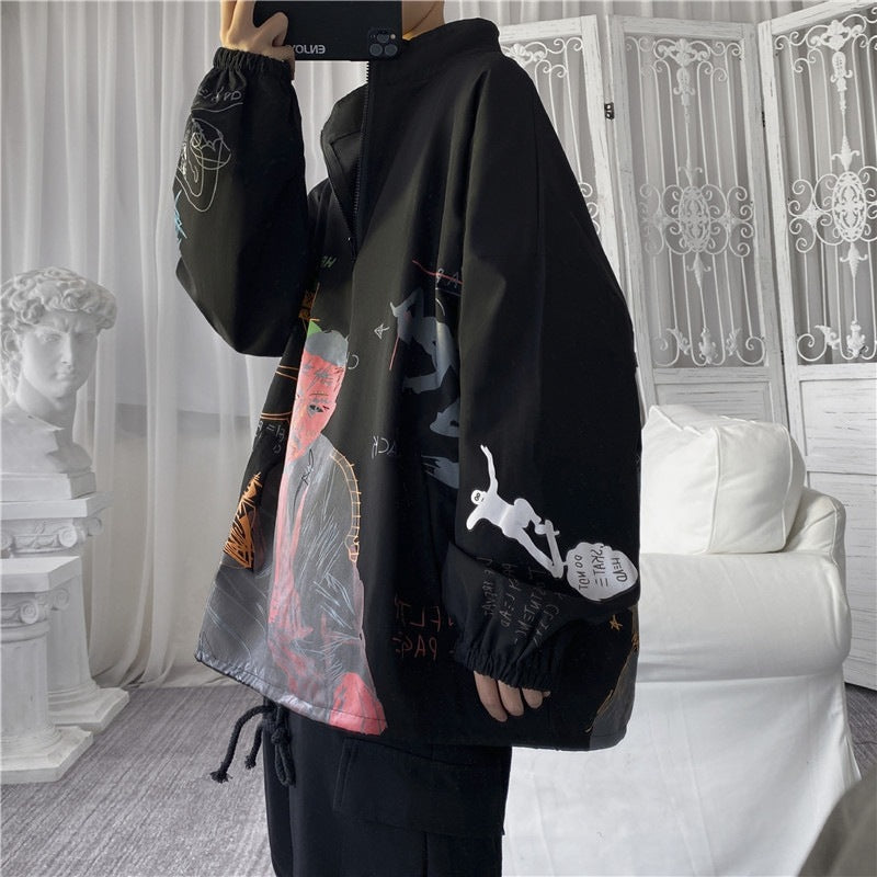 Graffiti Clothes Men's Korean Style Trendy Handsome Street Jacket