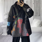 Graffiti Clothes Men's Korean Style Trendy Handsome Street Jacket Black