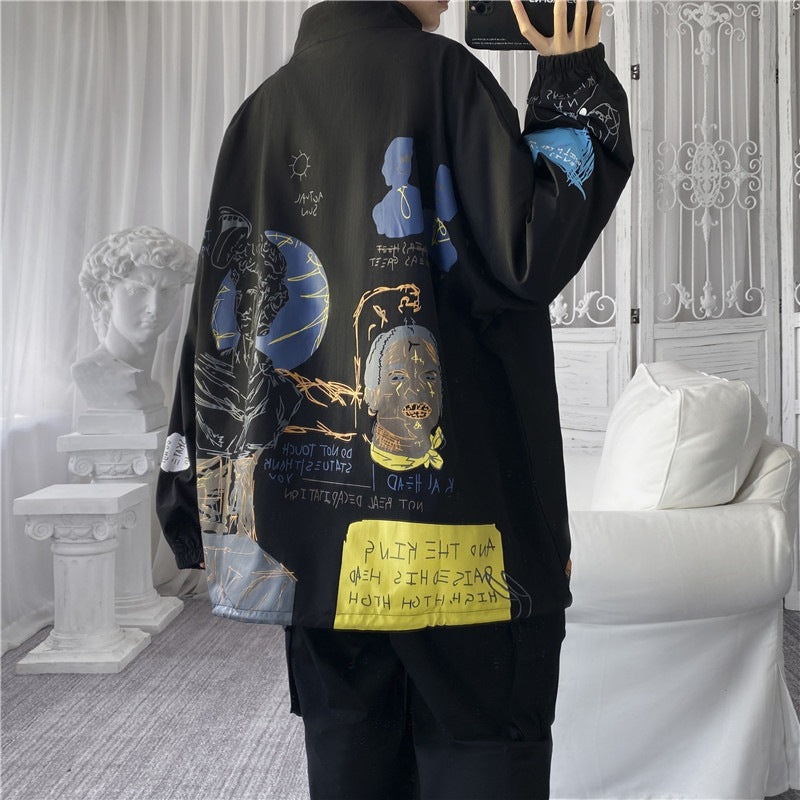 Graffiti Clothes Men's Korean Style Trendy Handsome Street Jacket