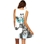 Giraffe Print Dress - Digital Print Sleeveless Summer