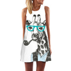 Giraffe Print Dress - Digital Print Sleeveless Summer