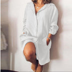 Loose Mid Length Shirts Women Dress Cover-ups Tunics For Mini Dress White