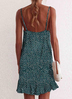 Floral Suspender Dress - Summer A-Line Sling Style
