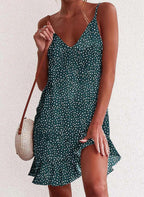 Floral Suspender Dress - Summer A-Line Sling Style
