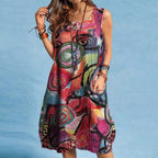 Women's Summer Floral Print Dress Red