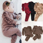 Newborn Baby 2-Piece Outfit Set – Ruffle Jumper & Pants, Long Sleeve