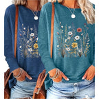 2-Pack Women’s Floral Graphic Long Sleeve T-Shirts – Casual Loose Fit