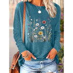 2-Pack Women’s Floral Graphic Long Sleeve T-Shirts – Casual Loose Fit