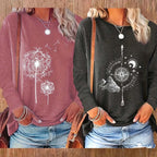 2-Pack Women’s Floral Graphic Long Sleeve T-Shirts – Casual Loose Fit