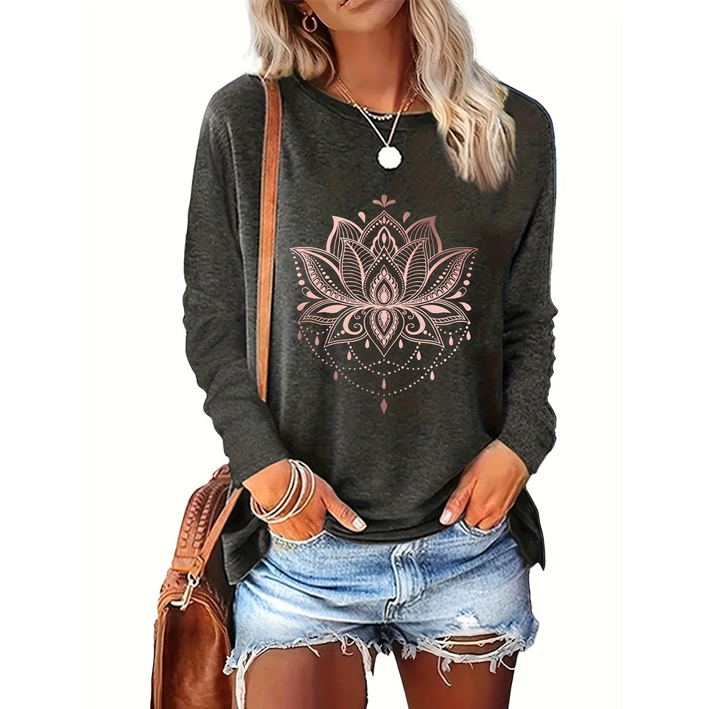 2-Pack Women’s Floral Graphic Long Sleeve T-Shirts – Casual Loose Fit