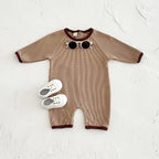 Newborn Rompers Baby Waffle Short Sleeve Rompers Camel