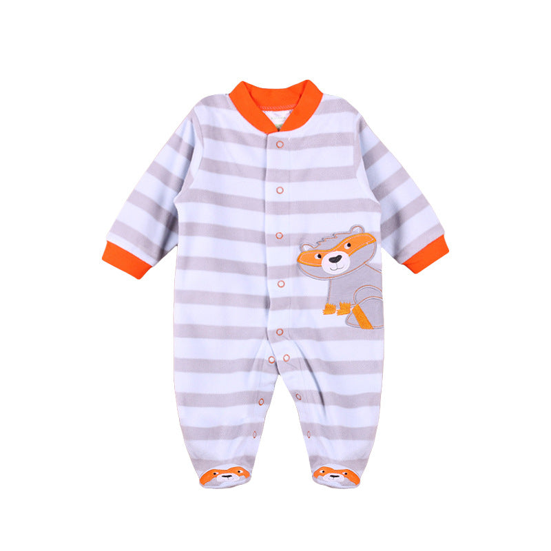 Spring & Autumn Infant Romper - Comfortable Baby Onesie Y Gray Stripe Fox