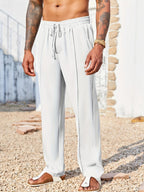 Men’s Straight-Fit Casual Pants – Corduroy, Anti-Wrinkle, Ankle Length Grey