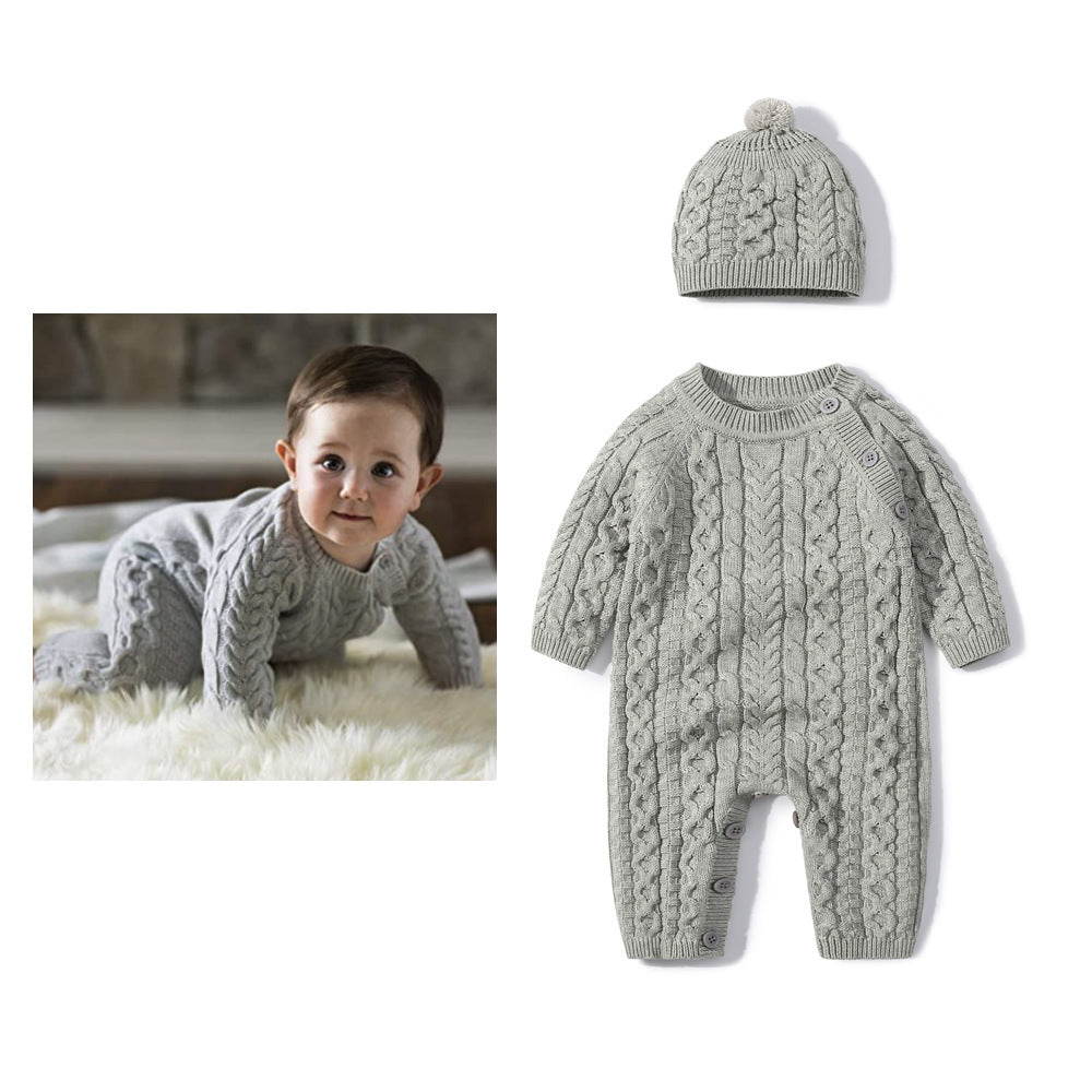 Baby Autumn Winter Knitted Onesie - Cozy Romper