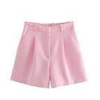 Women's Fashionable All-match High Waist Casual Suit Shorts Pink