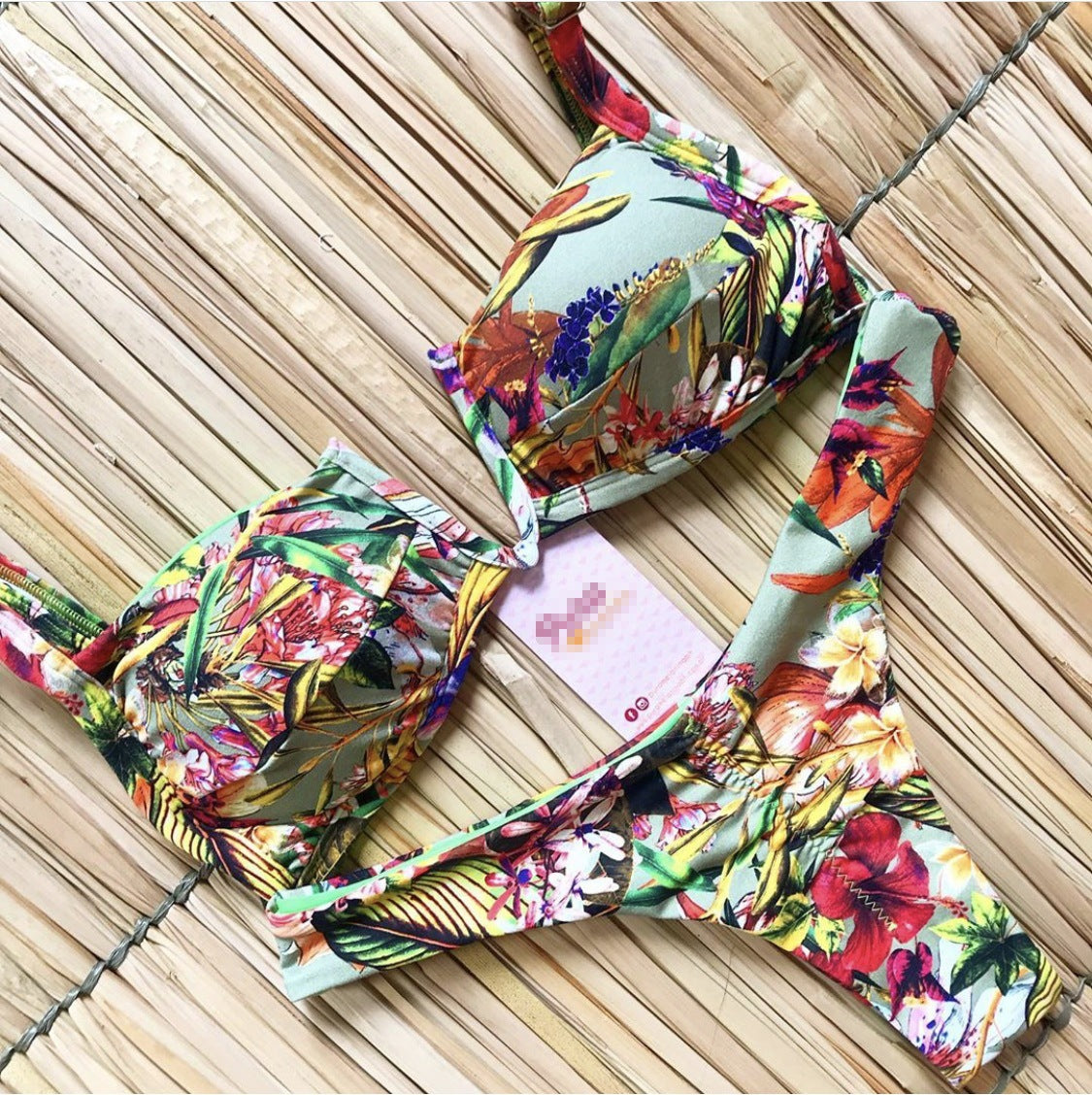 Printed Tassel Bikini Set - Multi-Color Two-Piece K232