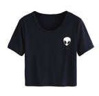 Alien Graphic Crop Top - Short Sleeve Casual Tee 1
