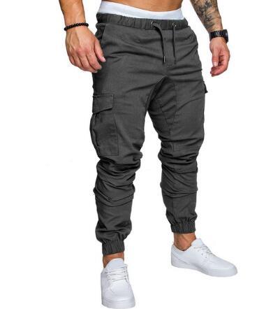 Men's Casual Pencil Pants - Loose Fit Cotton Blend with Belt Dark gray