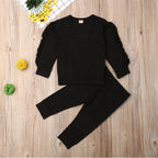 Newborn Baby 2-Piece Outfit Set – Ruffle Jumper & Pants, Long Sleeve Black