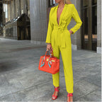 Professional Loose Jumpsuit - Office Commute Style Yellow