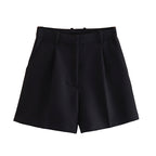 Women's Fashionable All-match High Waist Casual Suit Shorts Black