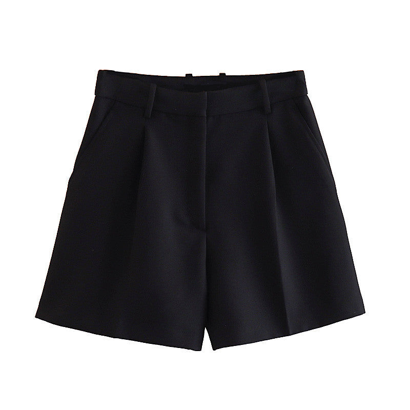 Women's Fashionable All-match High Waist Casual Suit Shorts Black