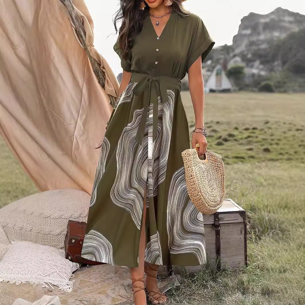 Summer Elegance Temperament Printed Dress