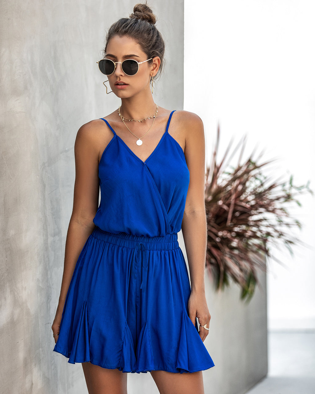 Women's Suspender V-Neck Romper - A-Line Swing Style