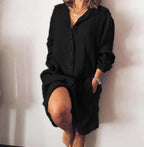 Loose Mid Length Shirts Women Dress Cover-ups Tunics For Mini Dress Black