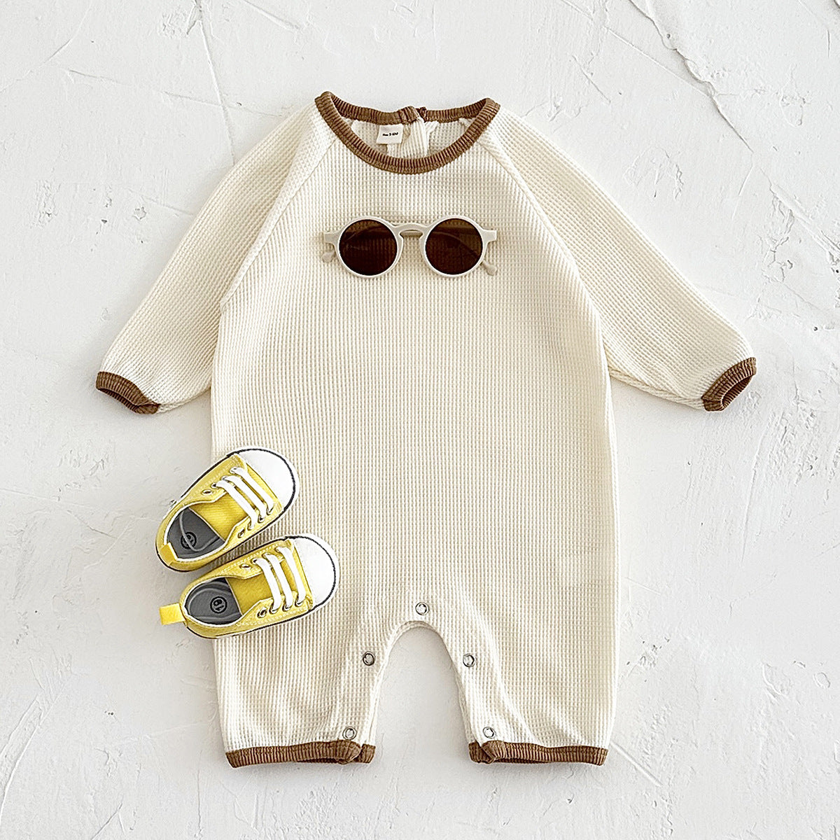 Newborn Rompers Baby Waffle Short Sleeve Rompers