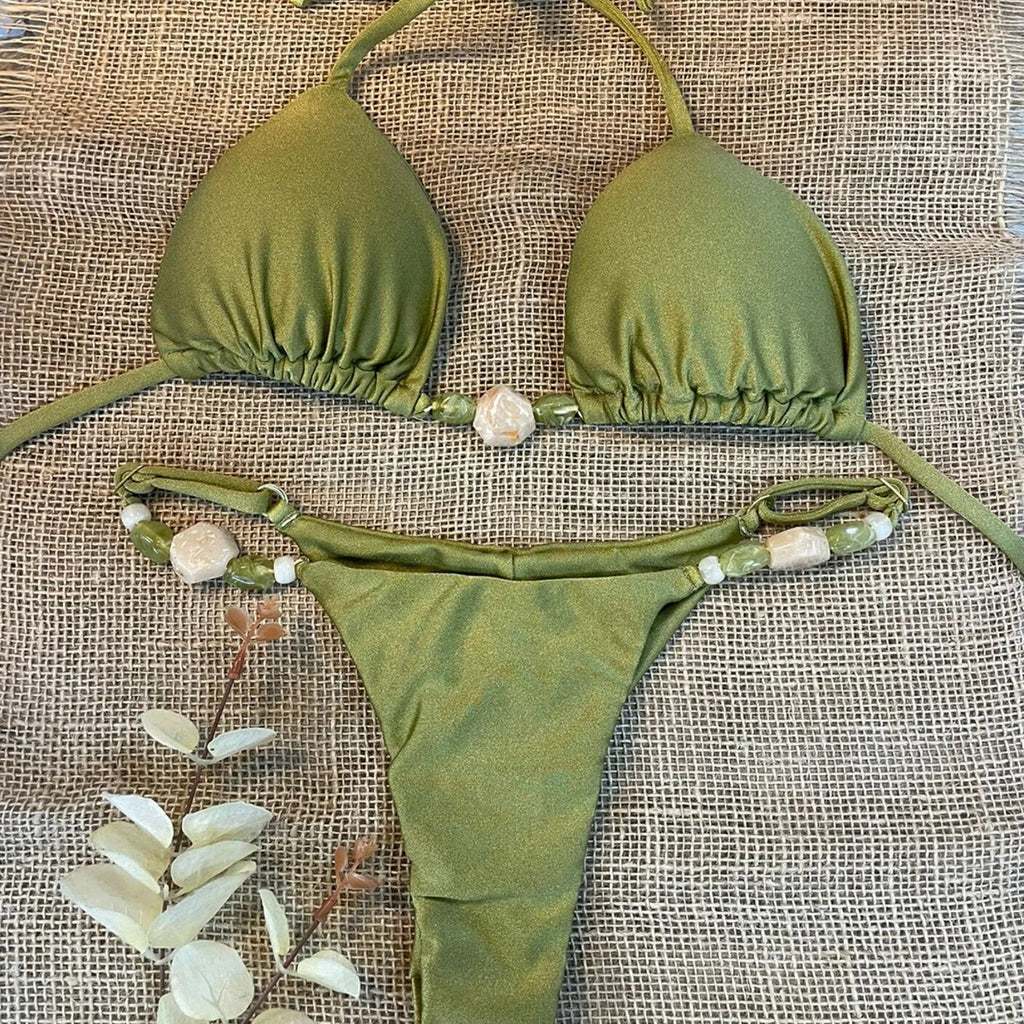 Solid Color Two-Piece Swimsuit - High Elasticity