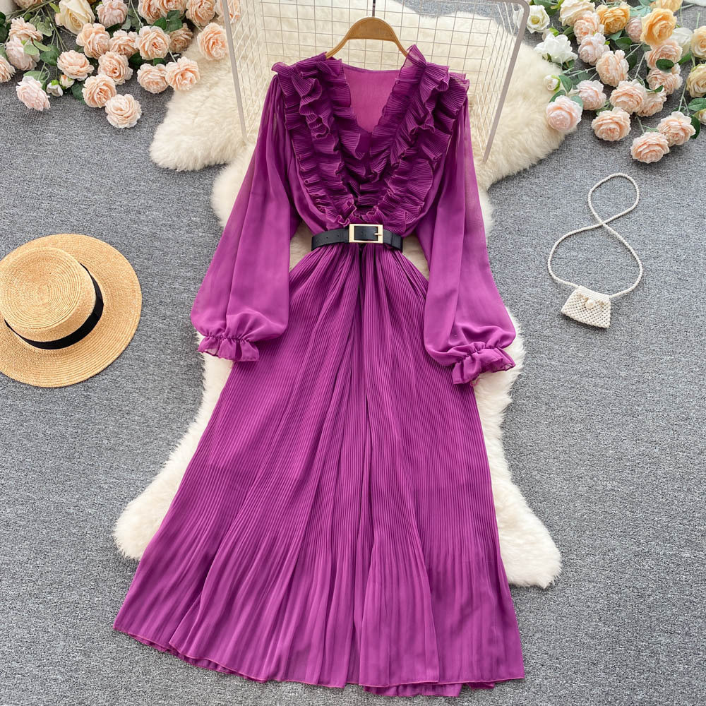 Summer Long Sleeve Chiffon Dress - Elegant Style