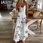 Summer Beach Sling Dress - Abstract Print Slim Fit 2pattern