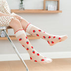 Girl's Strawberry Mid-Calf Socks - Breathable Ruffle Design