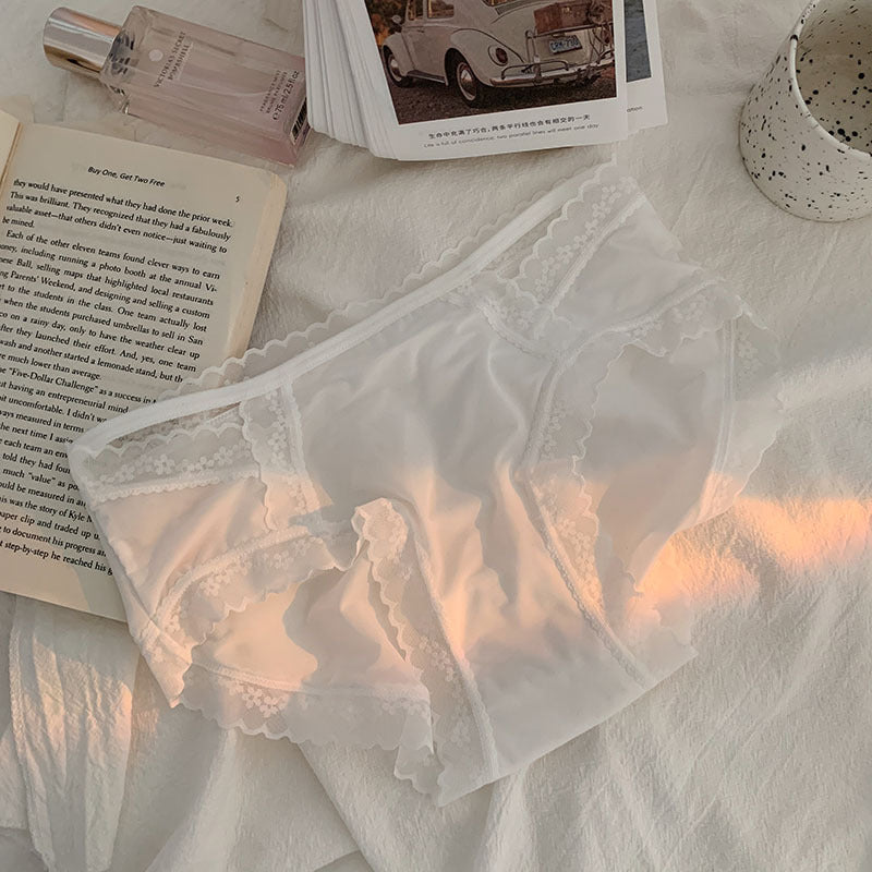 Pure Desire Sexy Hollow Out Lace Underwear Female Sweet Girl White