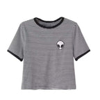 Alien Graphic Crop Top - Short Sleeve Casual Tee 6