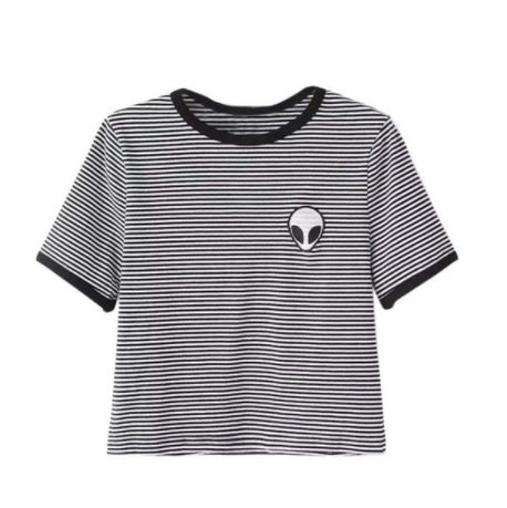 Alien Graphic Crop Top - Short Sleeve Casual Tee 6