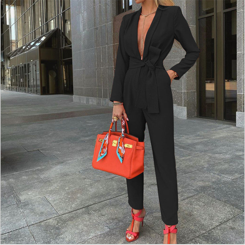 Professional Loose Jumpsuit - Office Commute Style Black